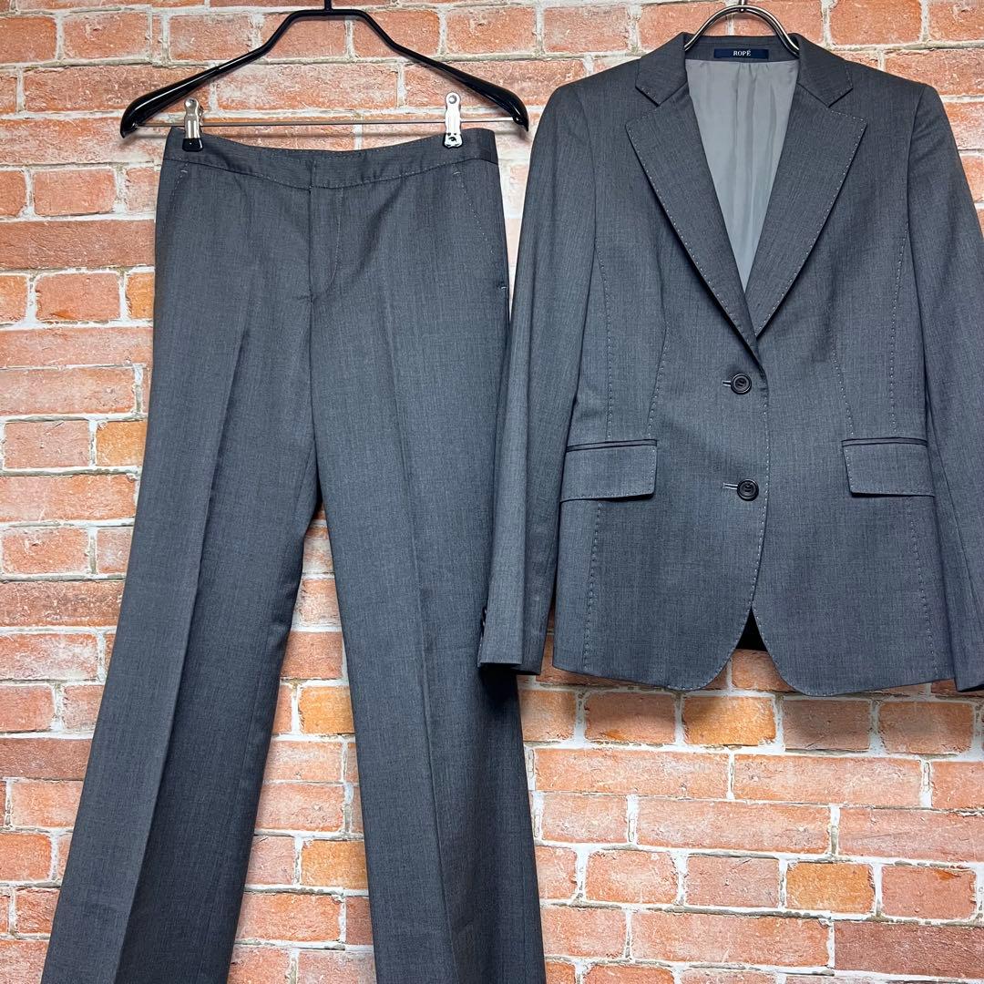 (未使用品)ロペ　パンツスーツセットアップ　イタリア製高級ウール生地　グレー　M