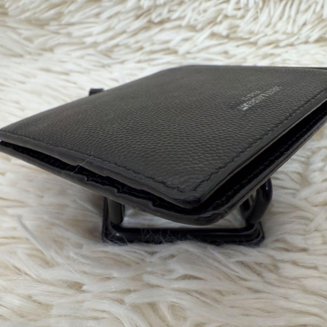 サンローラン マネークリップ 二つ折り財布 キャビアスキン ブラック 箱・保存袋