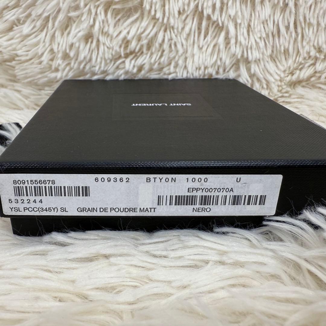 サンローラン マネークリップ 二つ折り財布 キャビアスキン ブラック 箱・保存袋