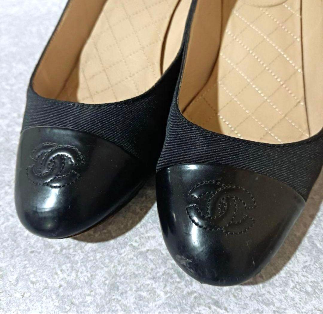 人気バイカラー☘【CHANEL シャネル】パンプス ブラックカラー