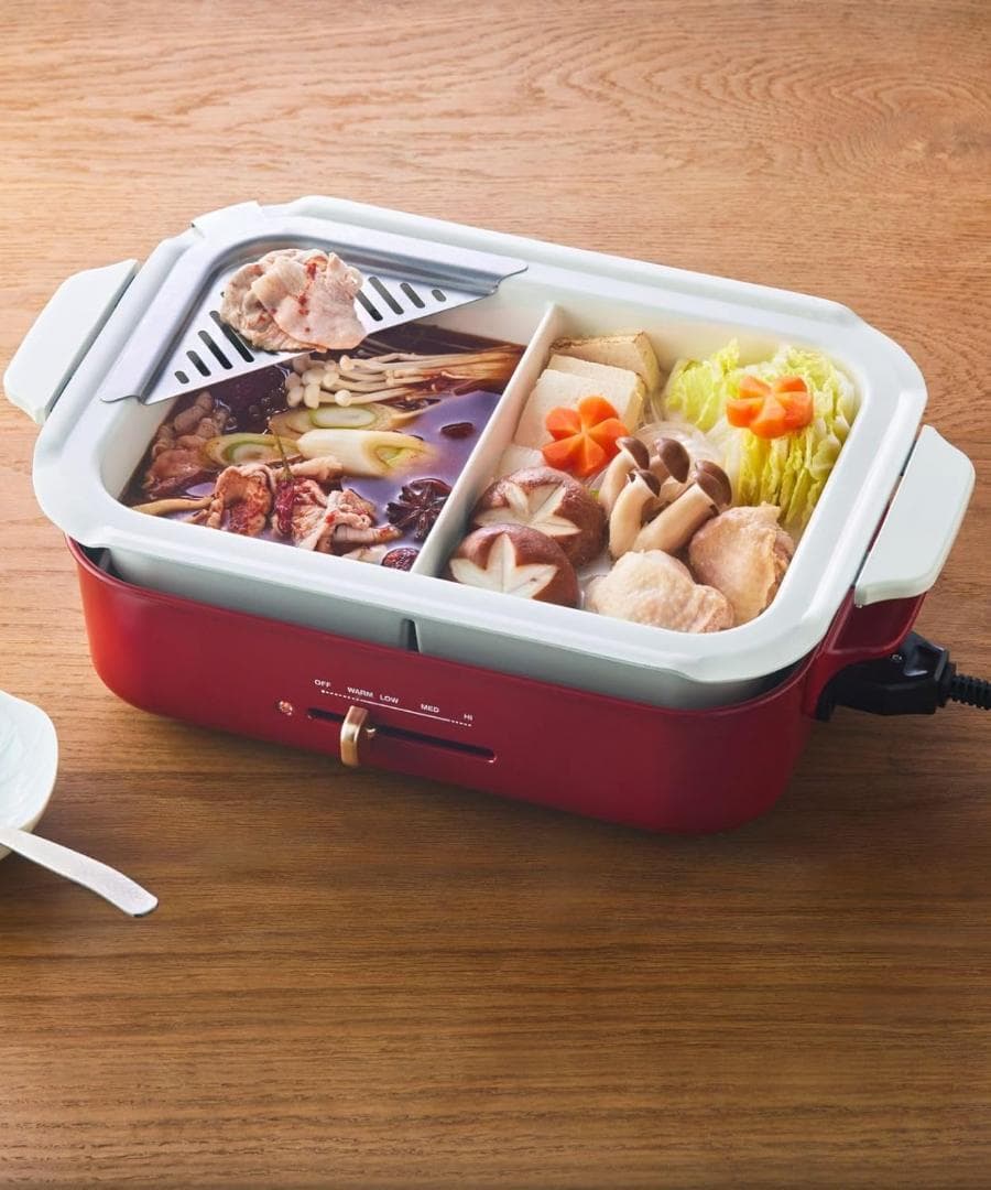 新品 BRUNO コンパクトホットプレート＋仕切り鍋セット BOE021-RD赤