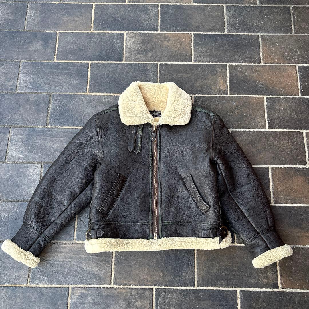 90s B-3 フライトジャケット ラムレザー ダークブラウン 古着 ムートン
