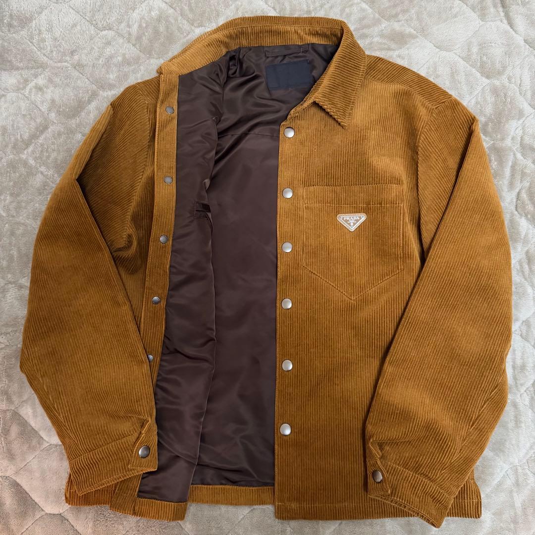 プラダ PRADA トライアングルプレート コーデュロイジャケット ブルゾン