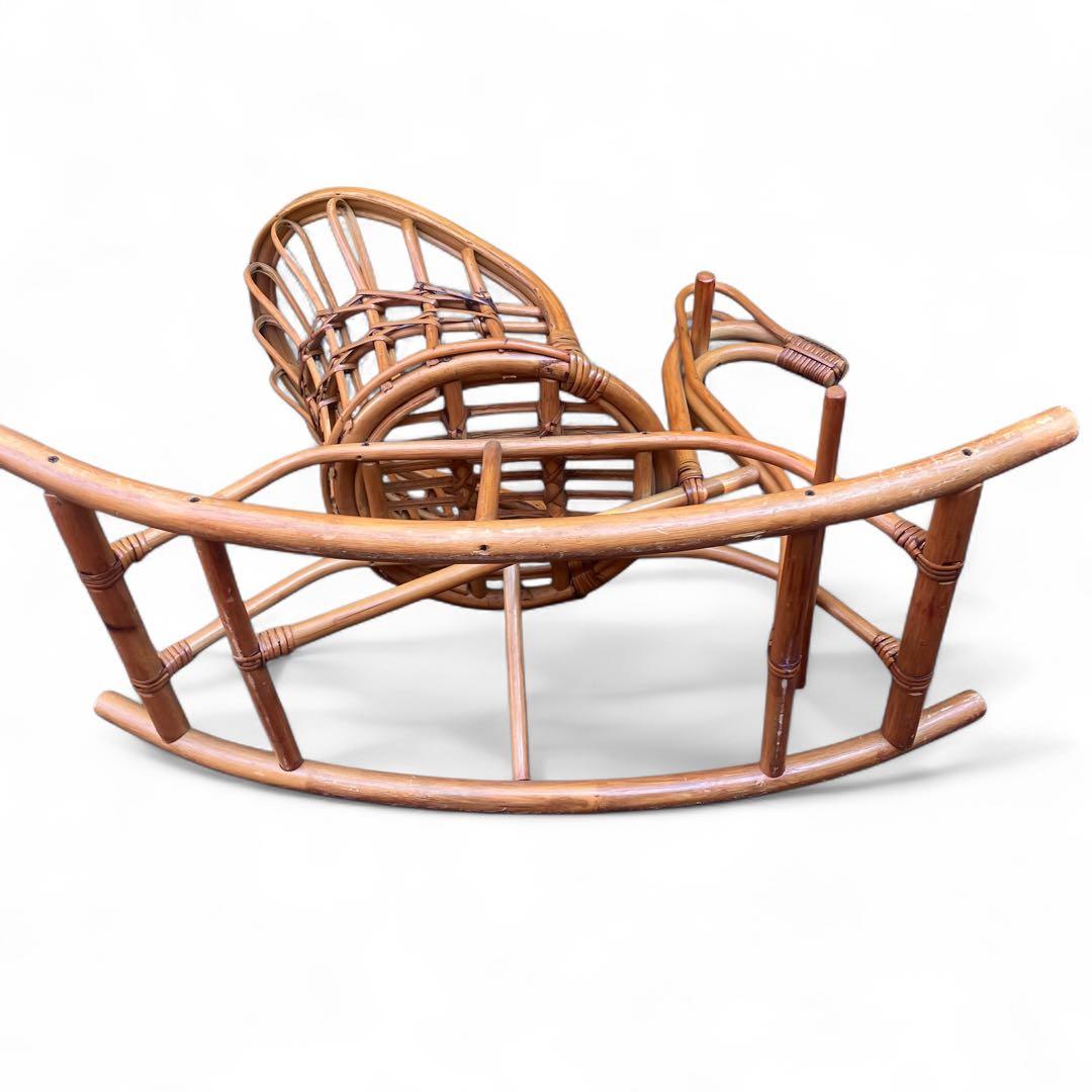 ラタン木馬　馬型　ロッキングチェア 背もたれ
