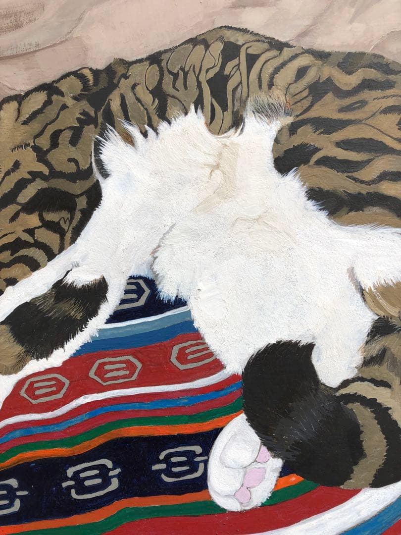 「寝っころがる猫」額縁入り（原画）