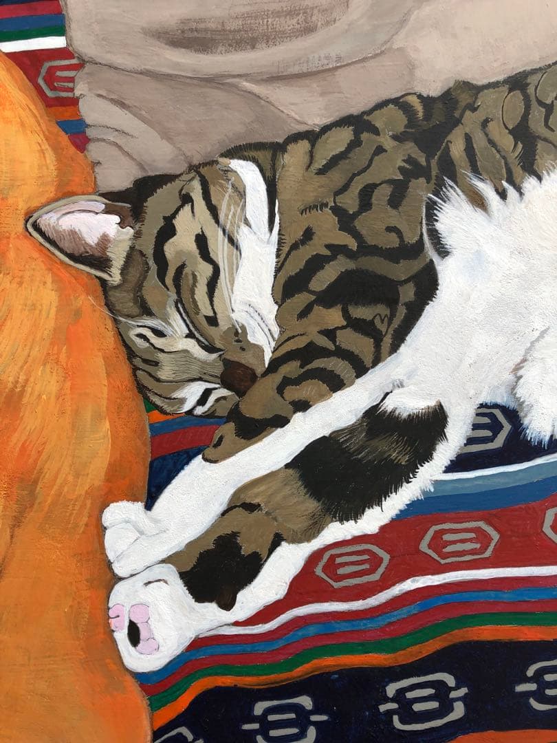 「寝っころがる猫」額縁入り（原画）