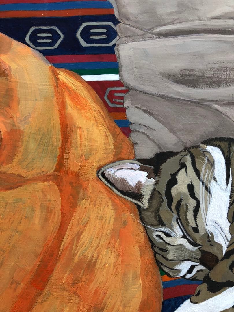 「寝っころがる猫」額縁入り（原画）