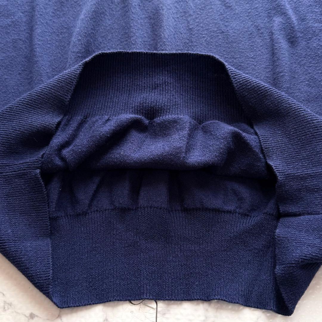 美品✨メゾンマルジェラ クルーネックニット レザーエルボーパッチ ブルー系 XL