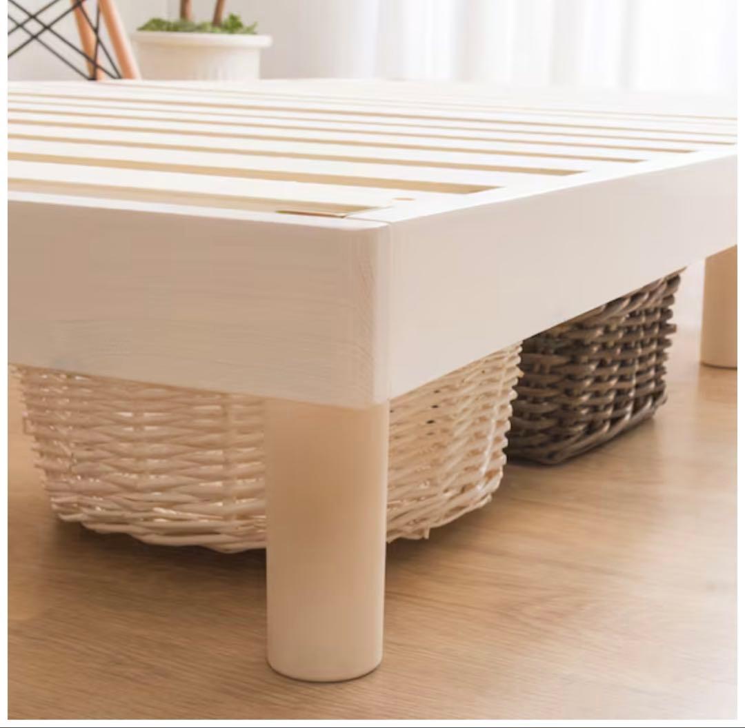 ナチュラルパイン材 脚付きマットレス セミダブル