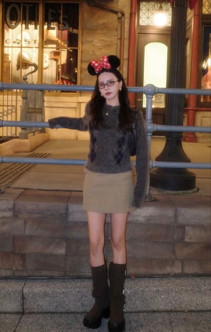 即発送/美品THE TOE Marien Argyle Knit ホワイト S