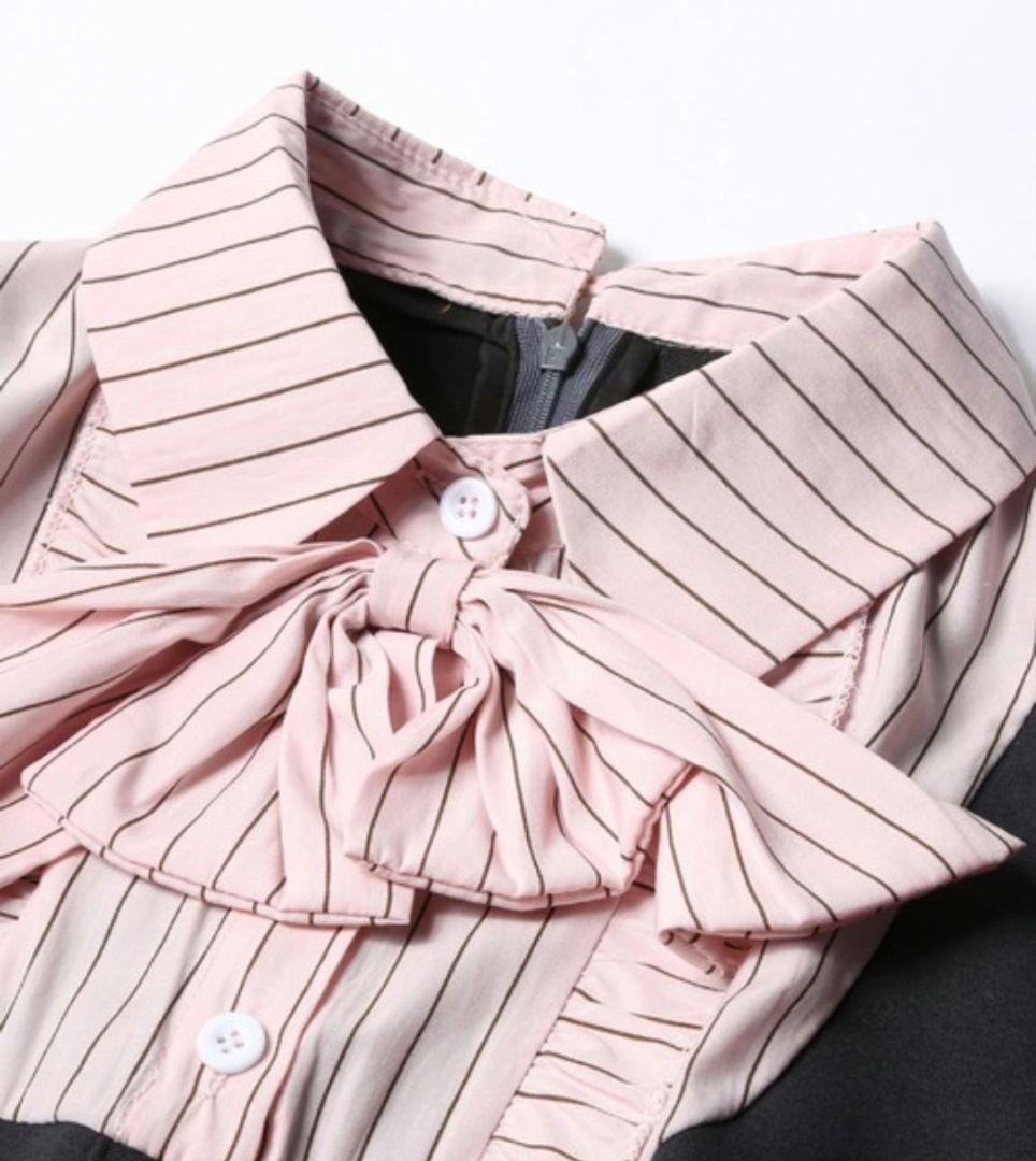 LA POMME petit パッチワークプレッピープリーツワンピース