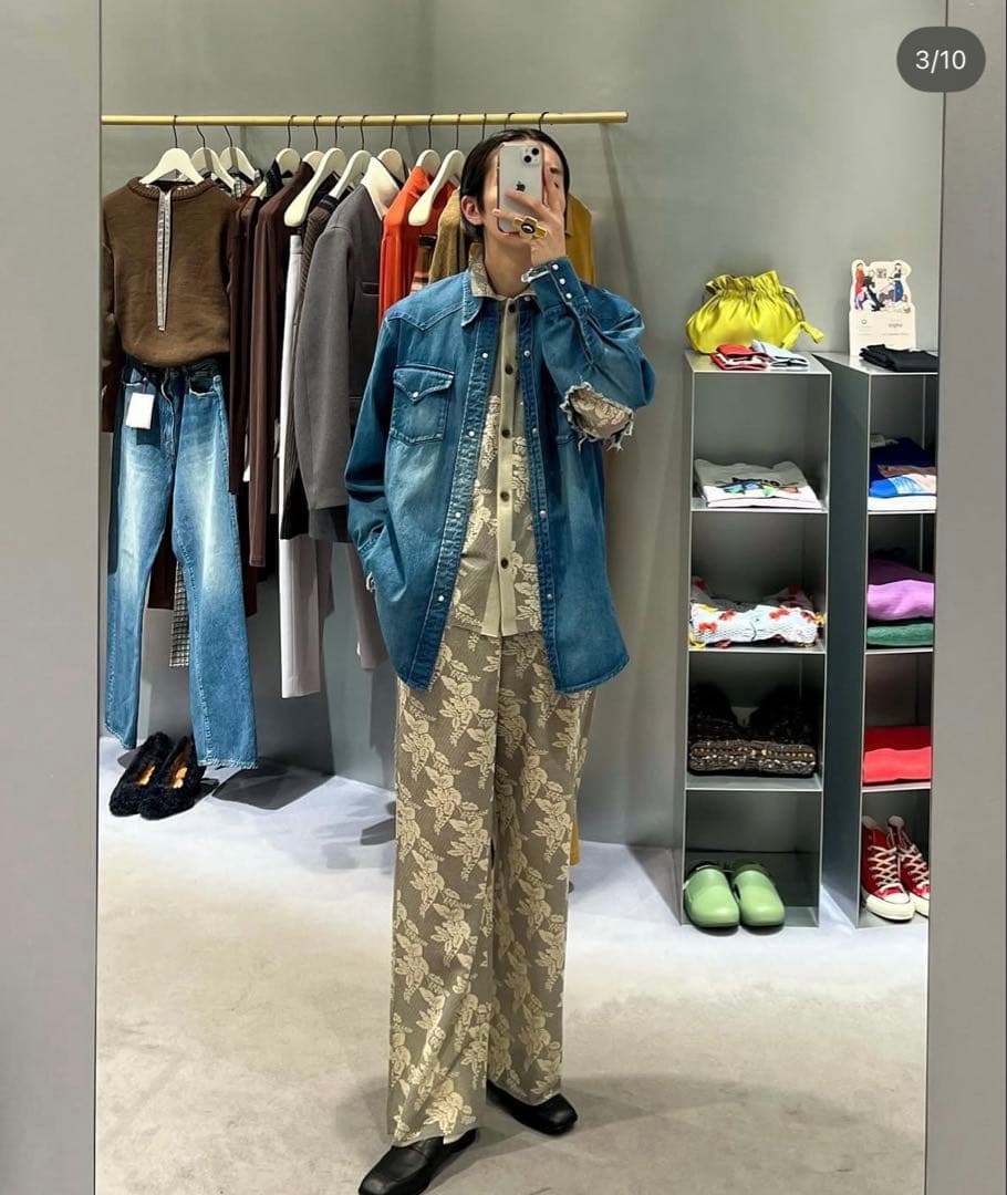 6(ROKU)ジャカード ニット シャツ