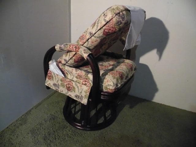 アウトレット【送料無料】高級ラタンギア式リクライニング回転座椅子【ハイタイプ】