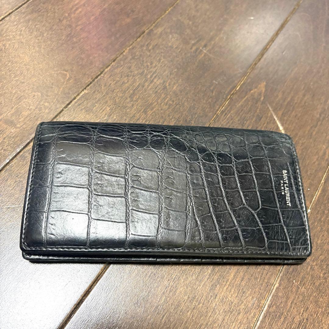 サンローラン型押しクロコ　長財布