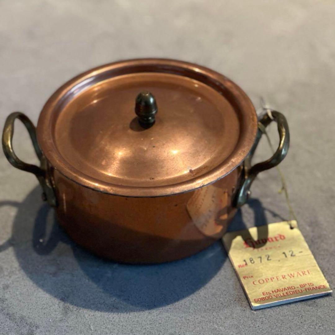 未使用　保管品　フランス製アンティーク小型の銅鍋