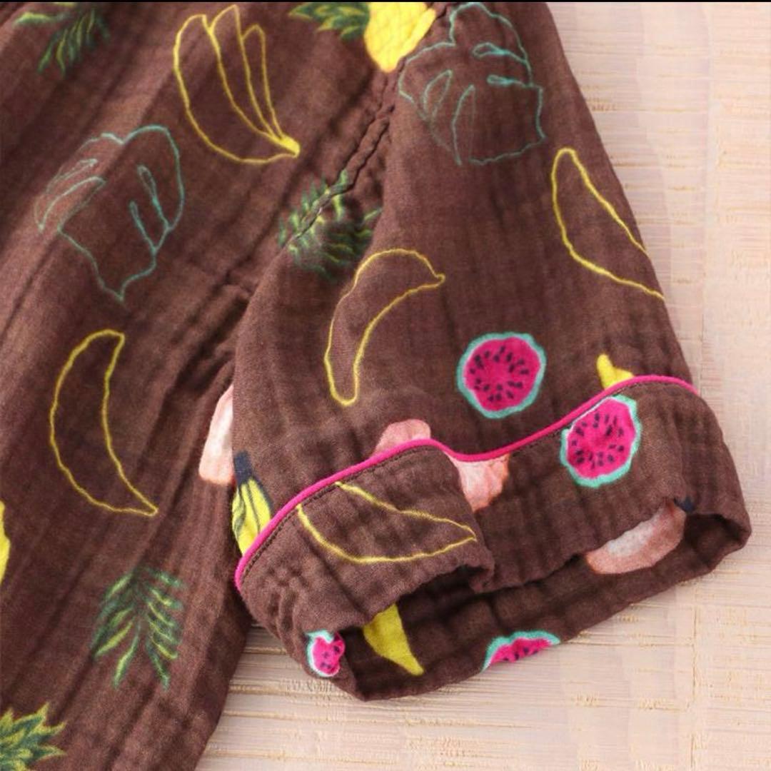 クレープガーゼ UCHINO 半袖 レディース パジャマ　ブラウン　M