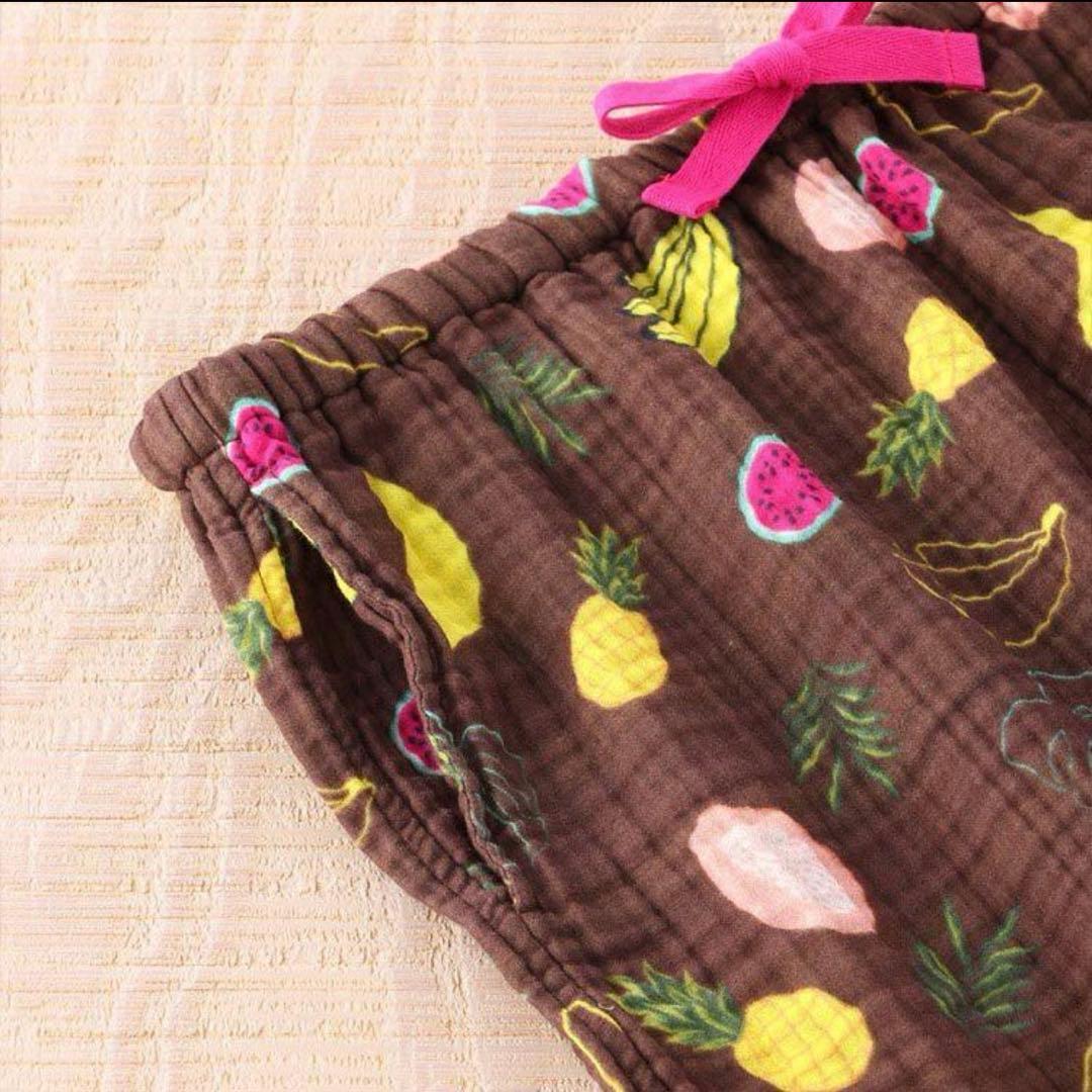 クレープガーゼ UCHINO 半袖 レディース パジャマ　ブラウン　M