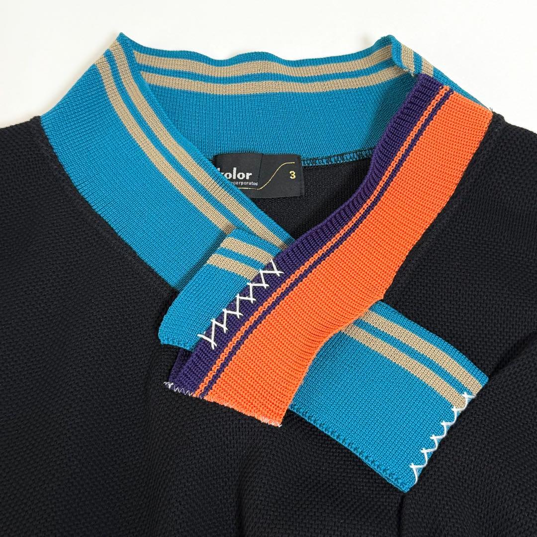 kolor カラービック鹿の子 プルオーバー 襟パッチワーク ニット L