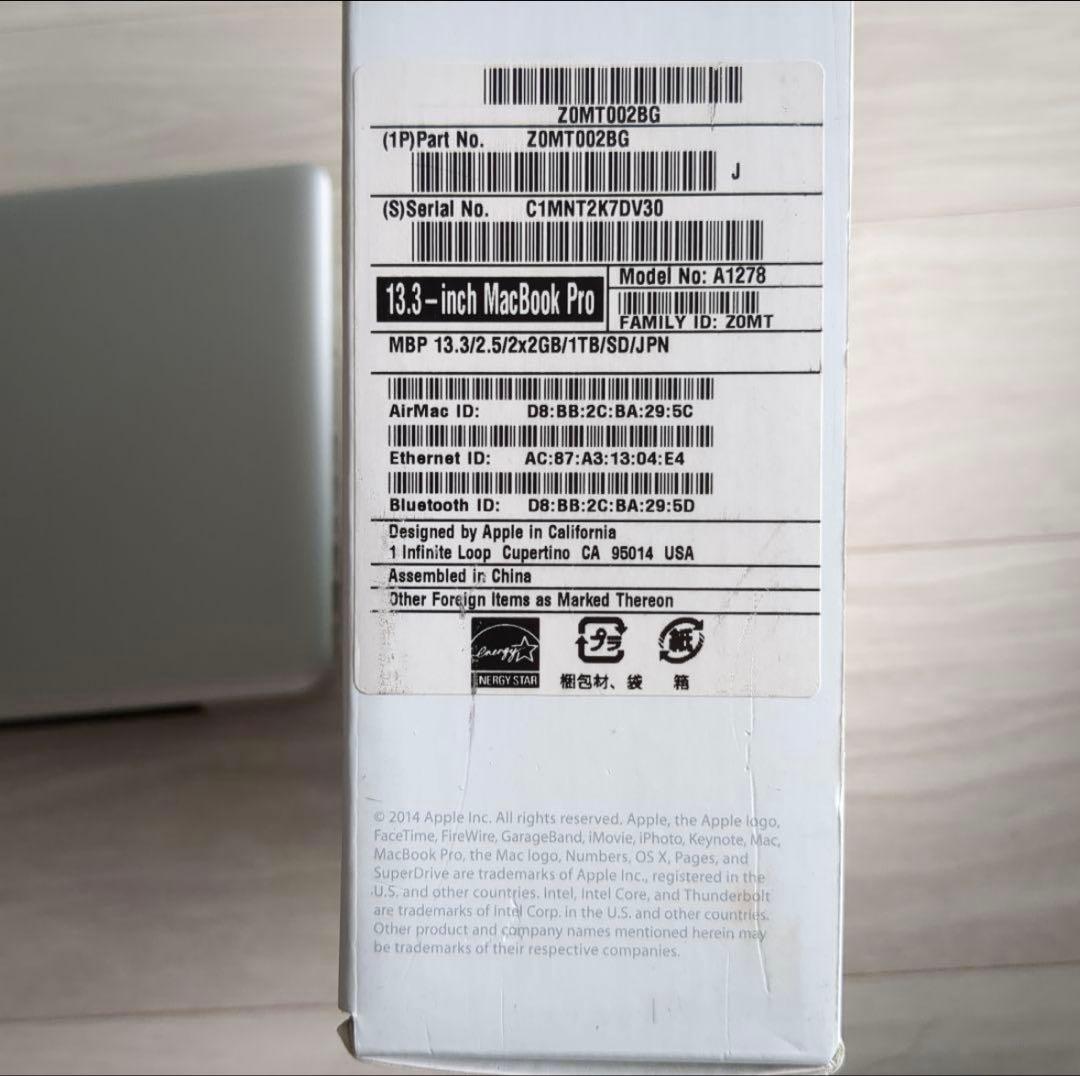 MacBook本体 Apple MacBook Pro A1278 Retina SSD128GB