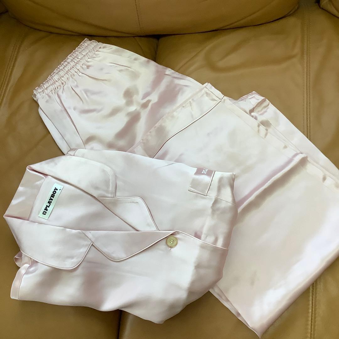 PLAYBOY レディースシルクパジャマ ピンク Lサイズ 新品 お買い得