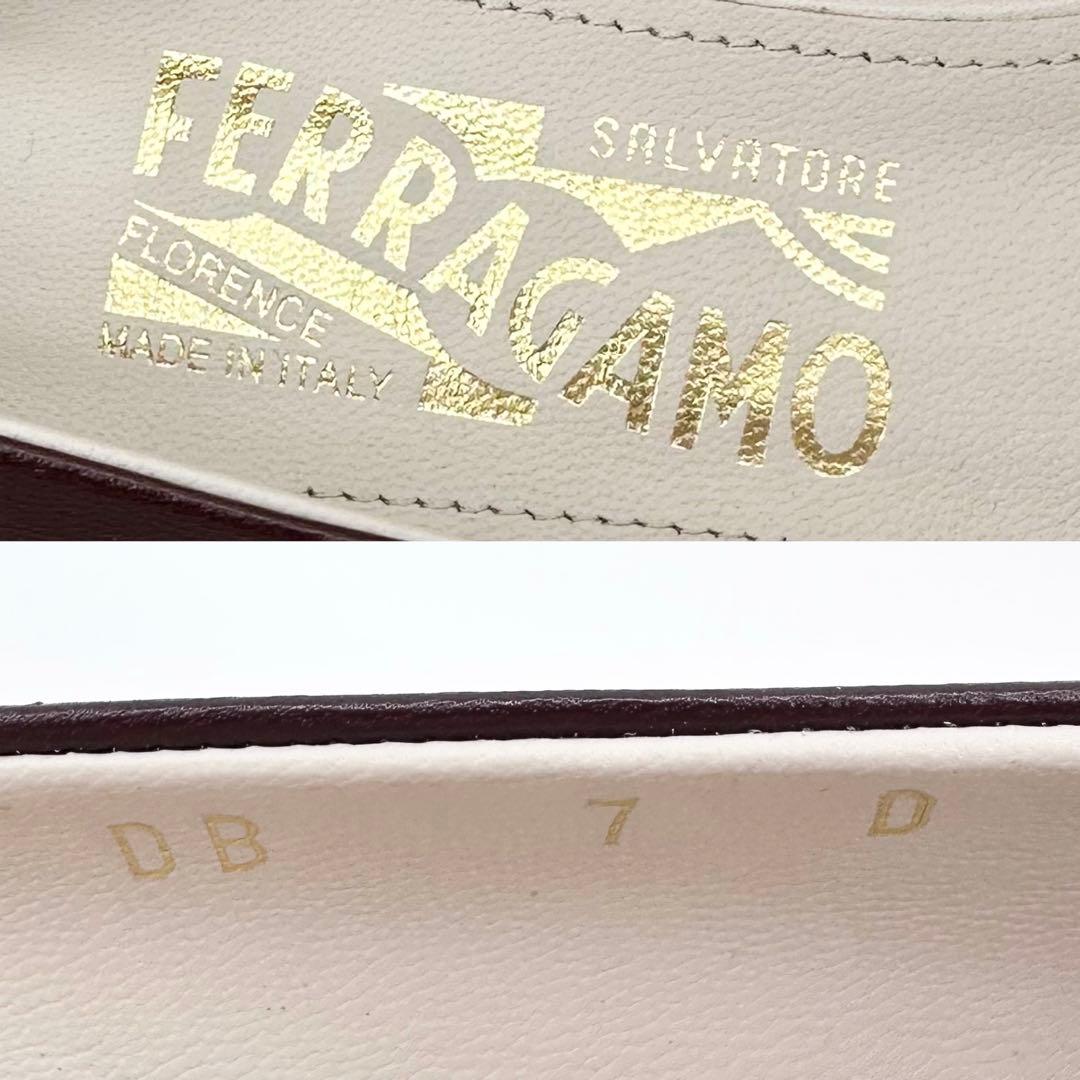 極美品✨サルヴァトーレフェラガモ ヴァラリボン パンプス レザー ボルドー 7D