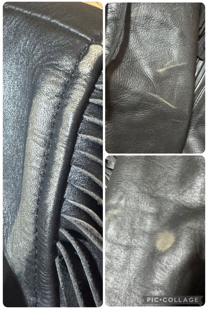 FIRST ライナー付 フリンジ レザージャケット Thinsulate 黒 L