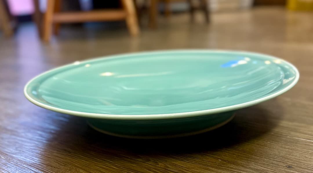 値下げ　新品　有田焼　青磁　大皿　47cm　盛皿　飾り皿　業務用　開店祝