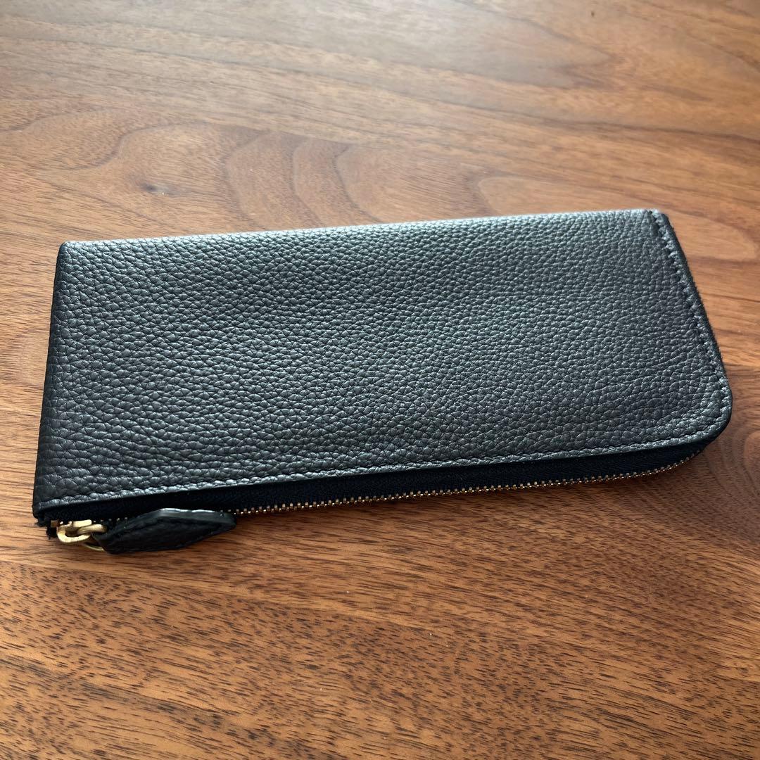 【美品】大峽製鞄 OHBA 1245-3-GMS Lジップ ブラックレザー長財布