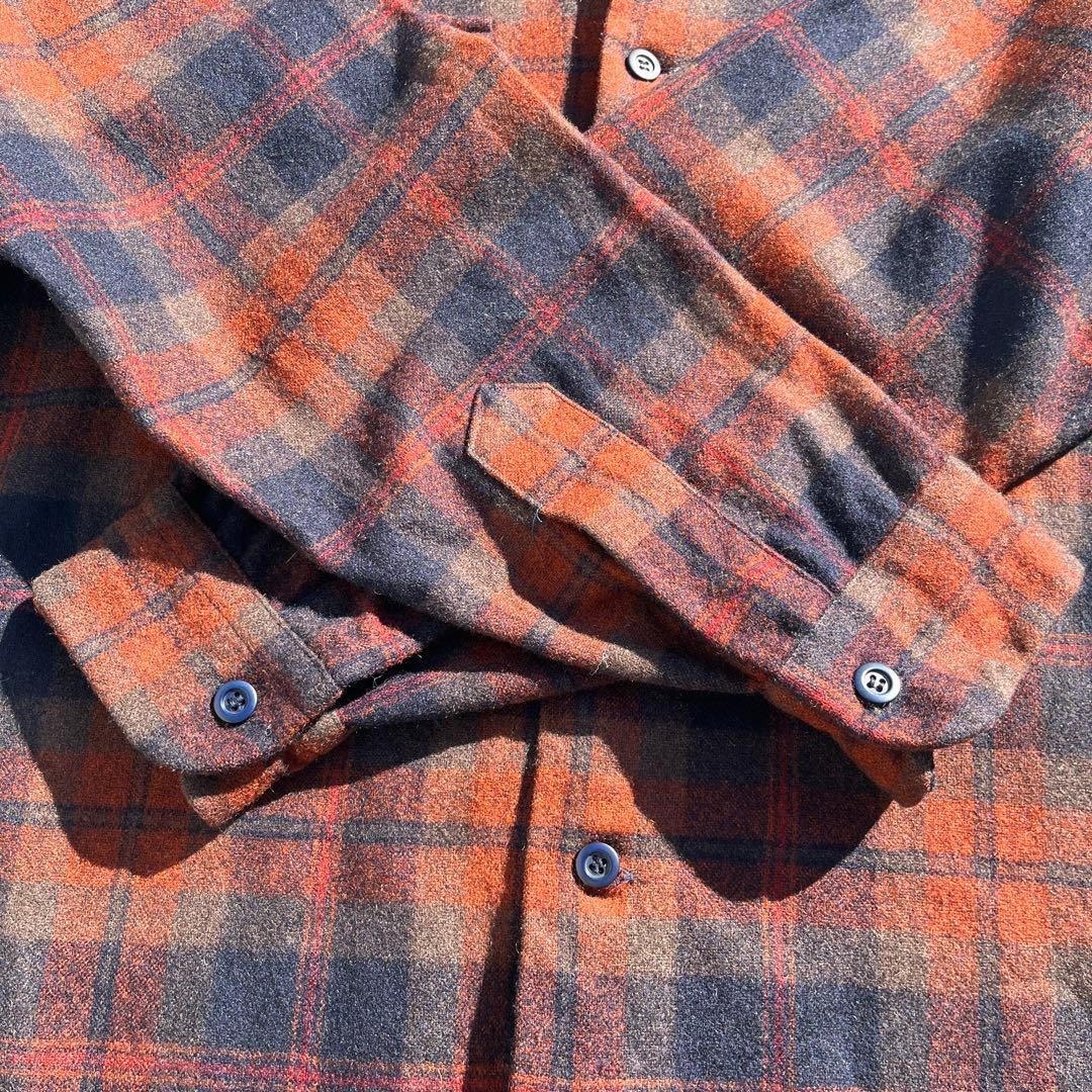 70s Pendleton オンブレボードシャツウールL ブラウン