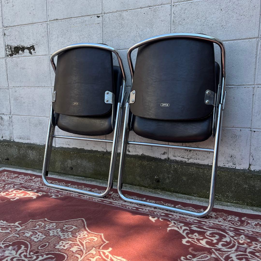 古家具 2点セット◾️KOKUYO 折り畳み椅子/ フォールディングチェア C