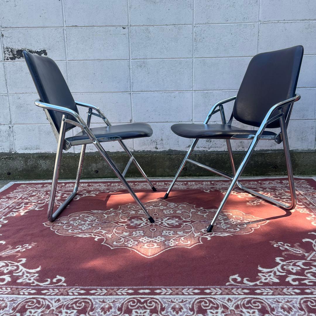 古家具 2点セット◾️KOKUYO 折り畳み椅子/ フォールディングチェア C