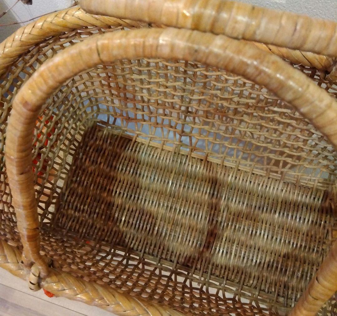 こだし編み　ハンドル付きかごバッグ　ナチュラル