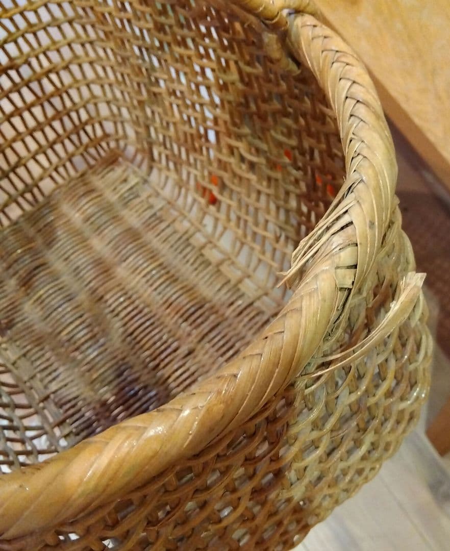 こだし編み　ハンドル付きかごバッグ　ナチュラル