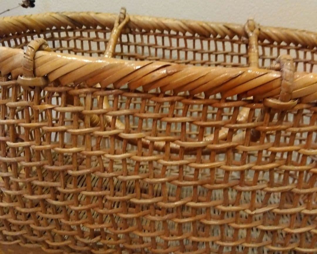 こだし編み　ハンドル付きかごバッグ　ナチュラル