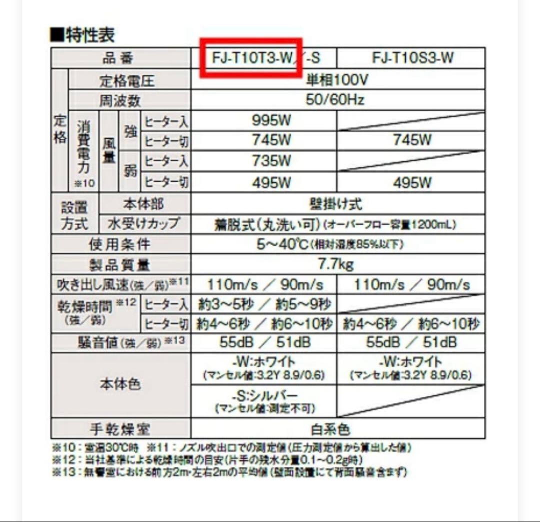 Panasonic ハンドドライヤー パワードライ　両面吹出し・薄型タイプ