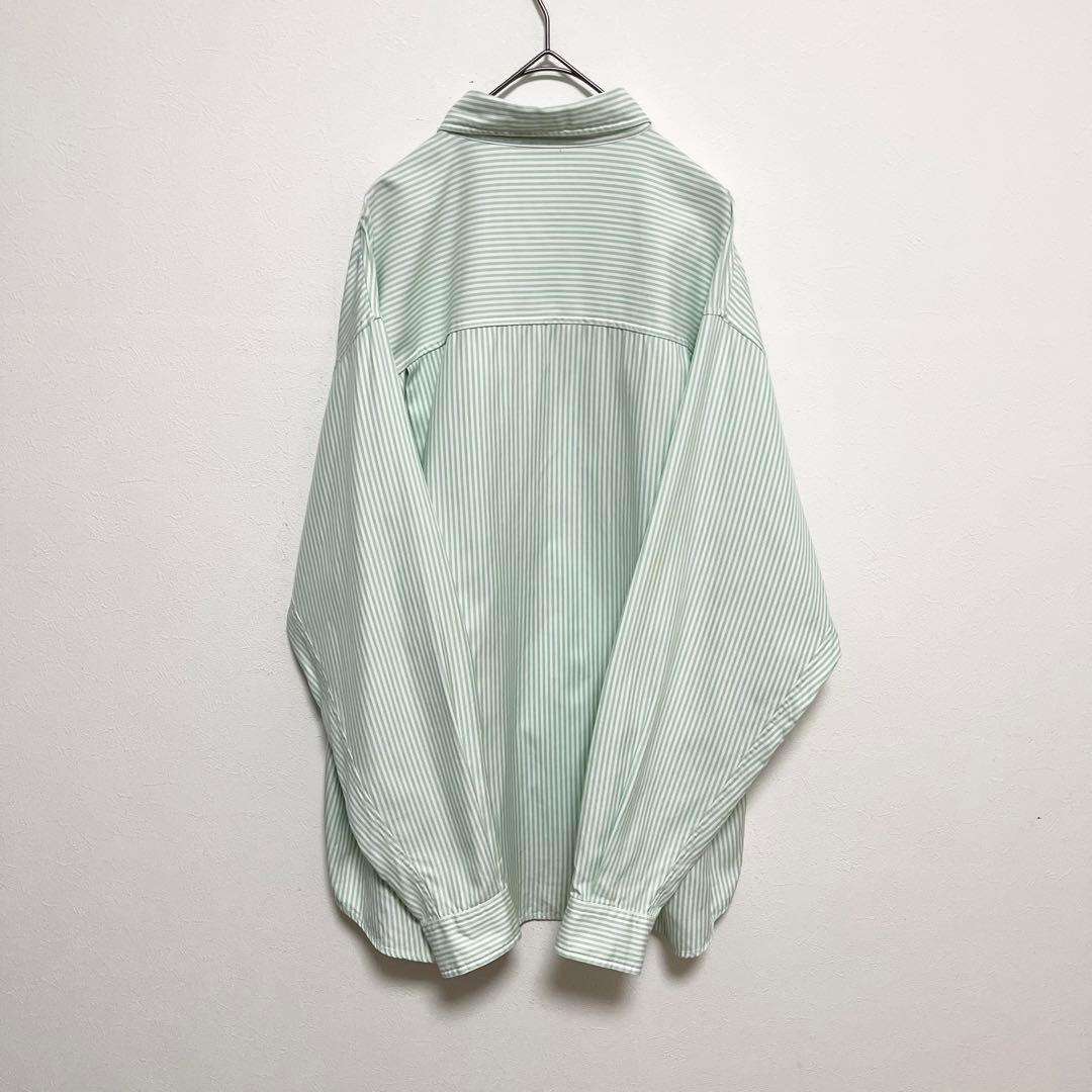 AURALEE オックスフォードBDシャツ ストライプ 3 グリーン× ホワイト