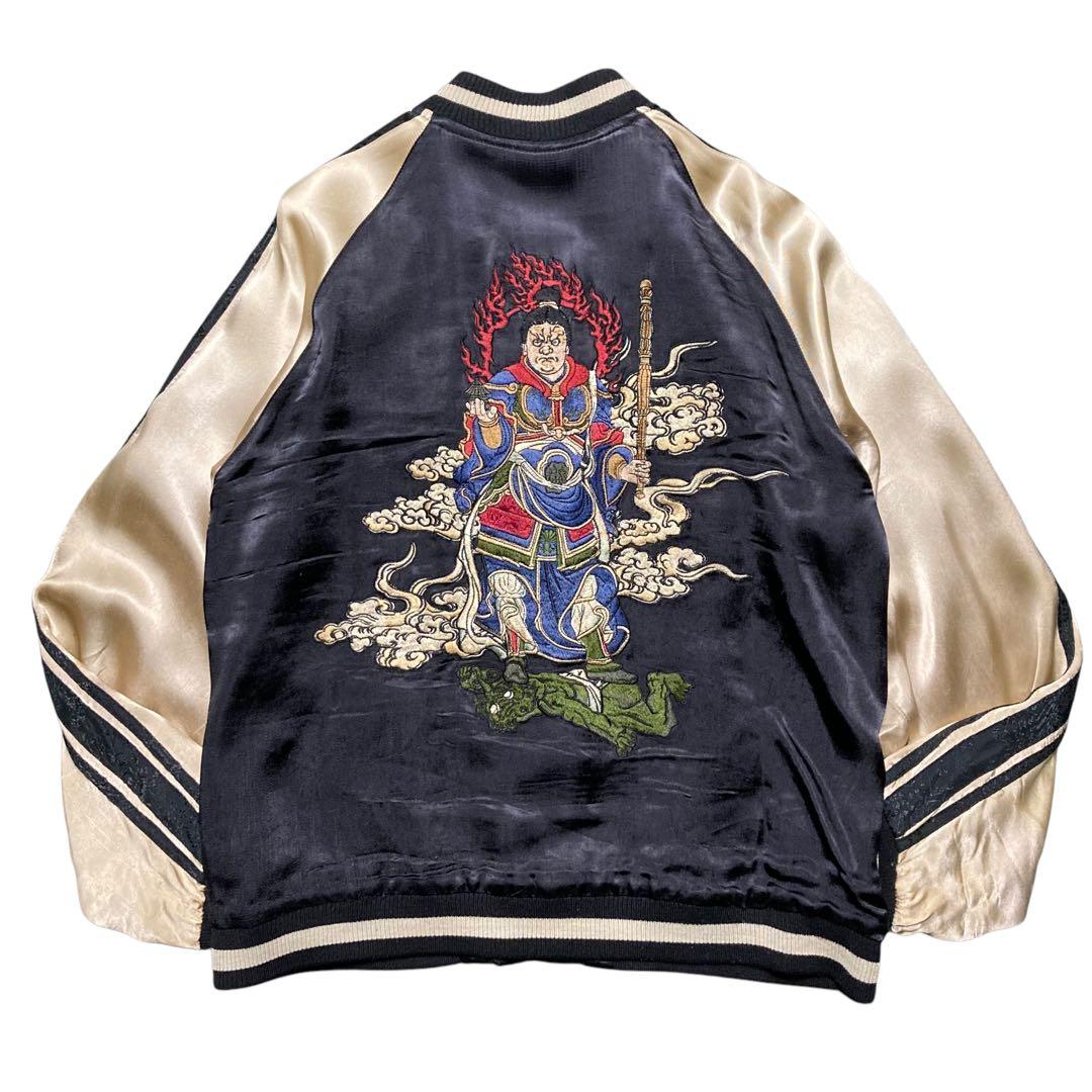 オイル 良品 00s百花繚乱 スカジャン 毘沙門天王 勝利 財宝の神四天王