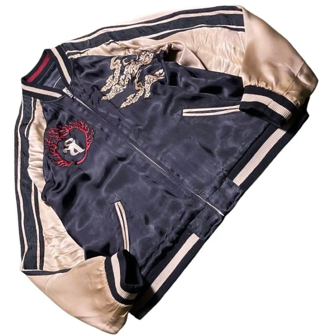 オイル 良品 00s百花繚乱 スカジャン 毘沙門天王 勝利 財宝の神四天王