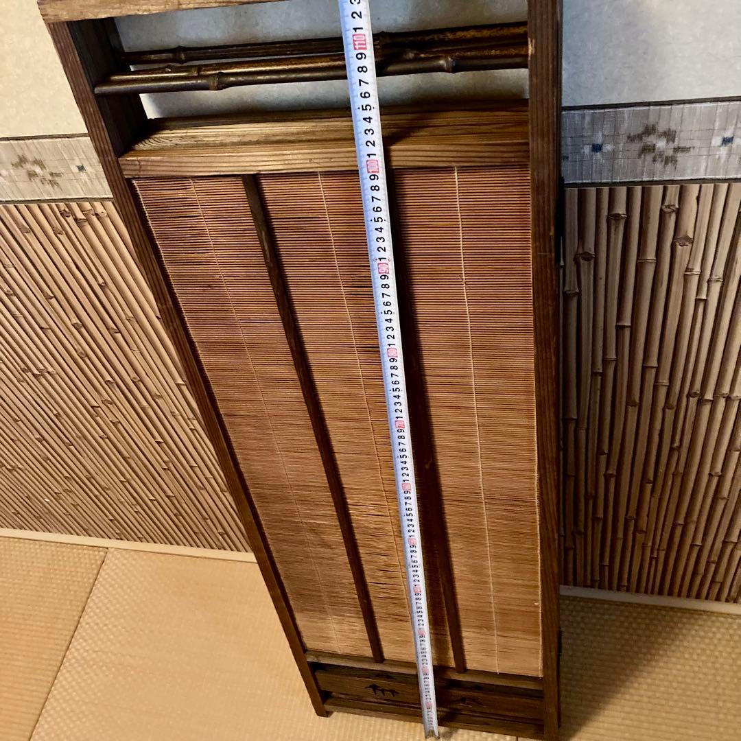 レトロ 和風 和室 屏風 4連パーテーション 骨董 透かし彫り 富士