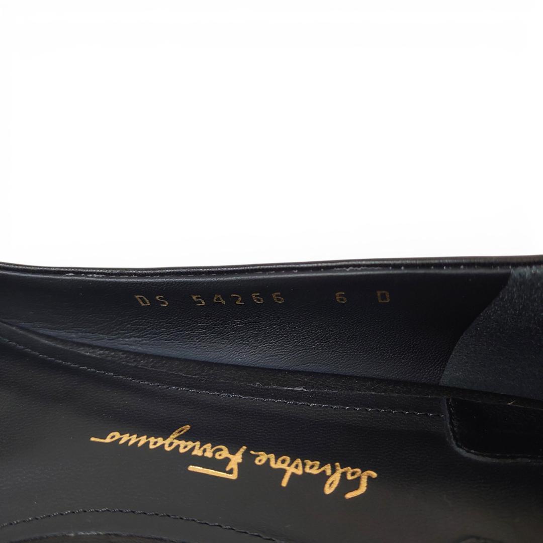 フェラガモ|リボンパンプス|フラワーヒール|6D|黒|Talla|i1782