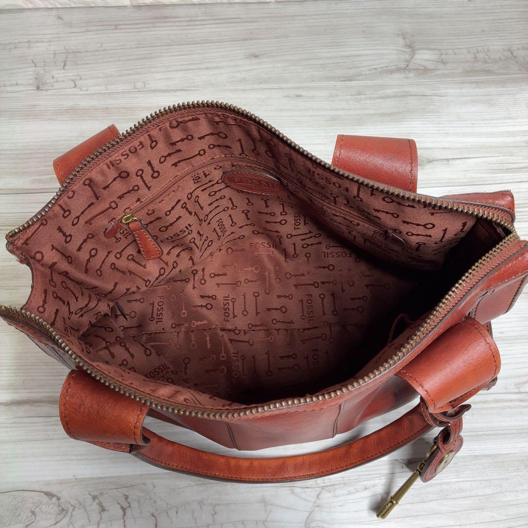 FOSSIL トートバッグ カギ アンティーク A4 ゴールド金具 クラシック