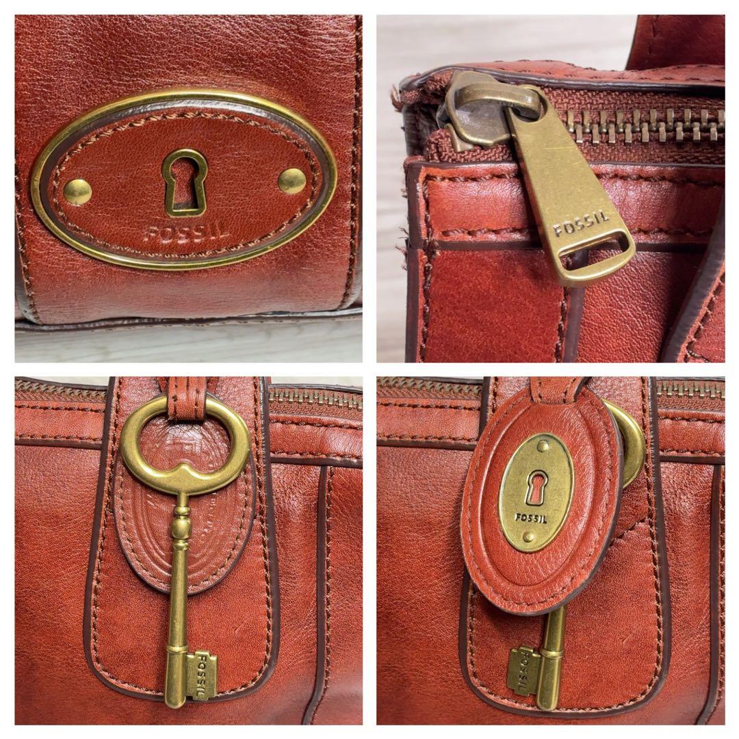 FOSSIL トートバッグ カギ アンティーク A4 ゴールド金具 クラシック