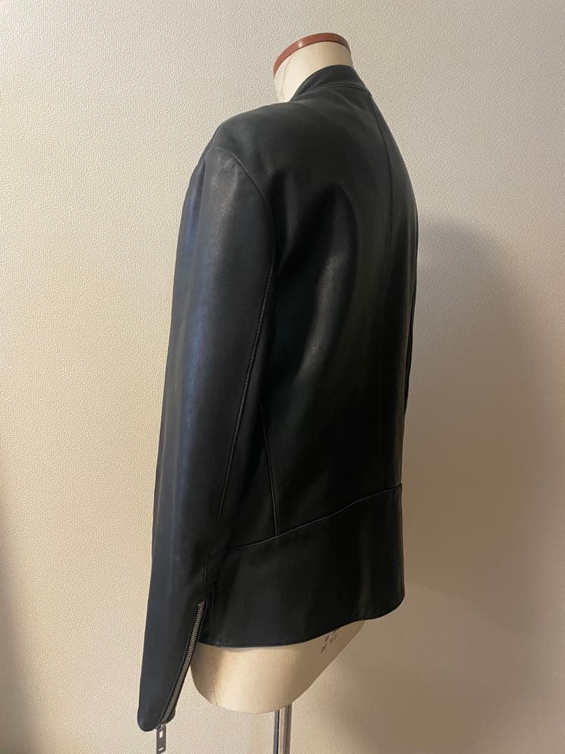 maison margielaブラックレザーシングルライダースジャケット