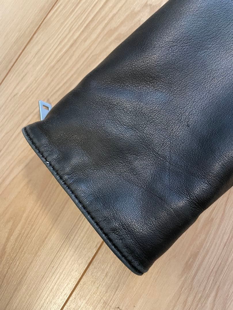 maison margielaブラックレザーシングルライダースジャケット