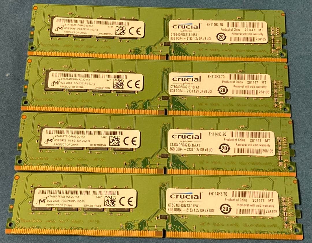 メモリー Crucial(Micron) DDR4 -2133 32GB(8GB x4)