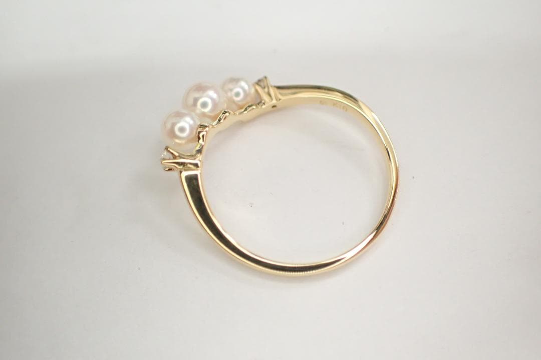 36/美品 ミキモト K18 真珠 ベビーパール約3.6-4.3 リング 指輪