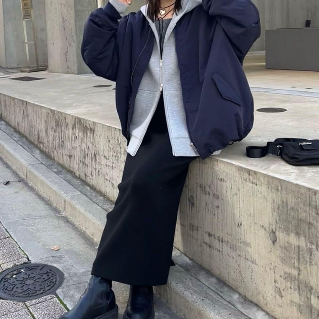 DISCOAT 【ユニセックス】メモリーボンバーブルゾン　ネイビー