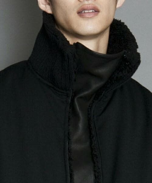 【あおば】希少✨ato ウールドビー中綿ミリタリーブルゾン ラムレザー