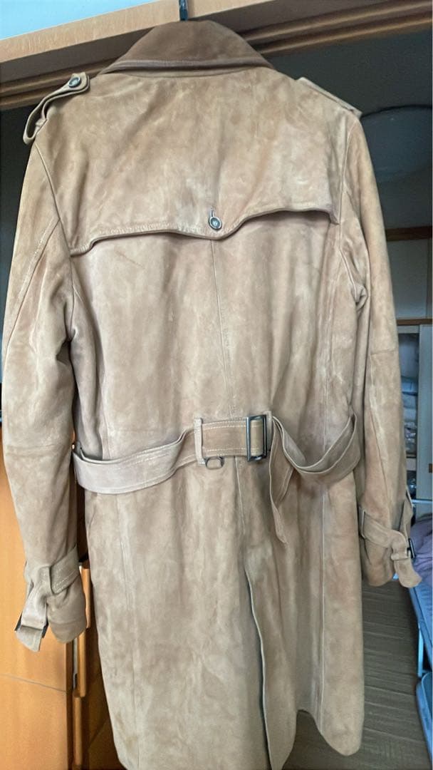 EMMETIイタリア製ラビットファー ゴートレザー トレンチコート48ブラウン