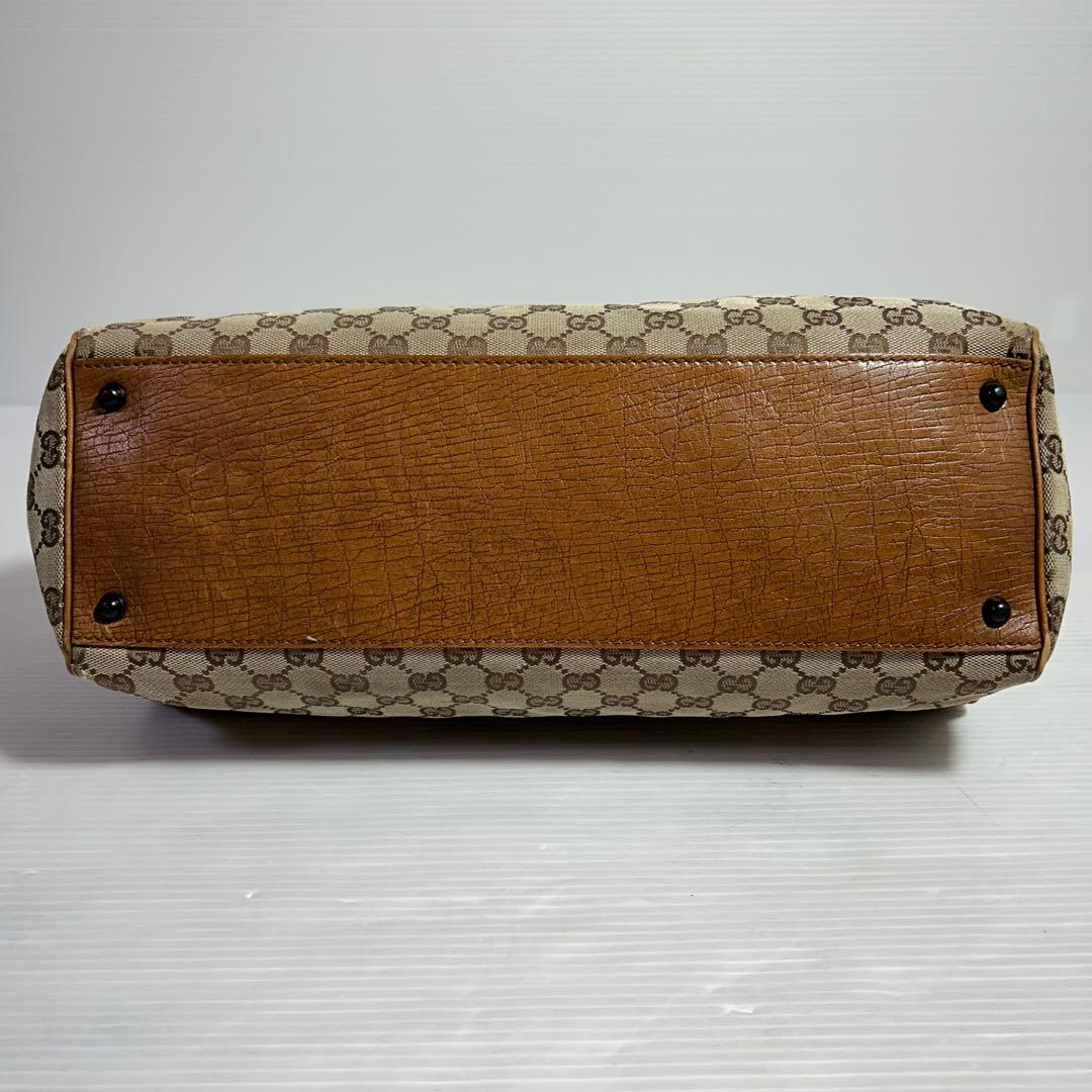 GUCCI グッチ GG柄 がま口 バンブー ボストンバッグ 大容量